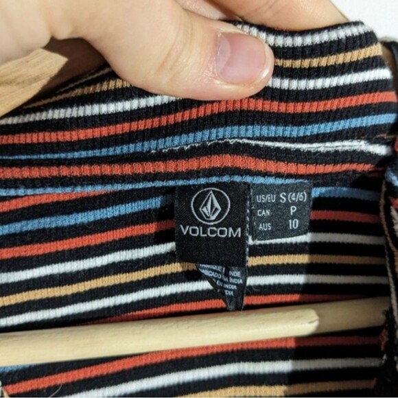Volcom Striped Multicolor Quarter Zip Shirt Dress Women's Size Medium - Picture 4 of 4